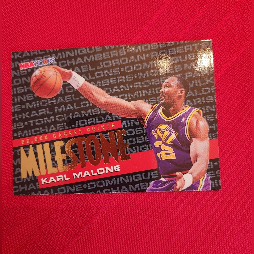 Karl Malone NBA Hoops 1995 Milestone 20K Points  Basketball Card
